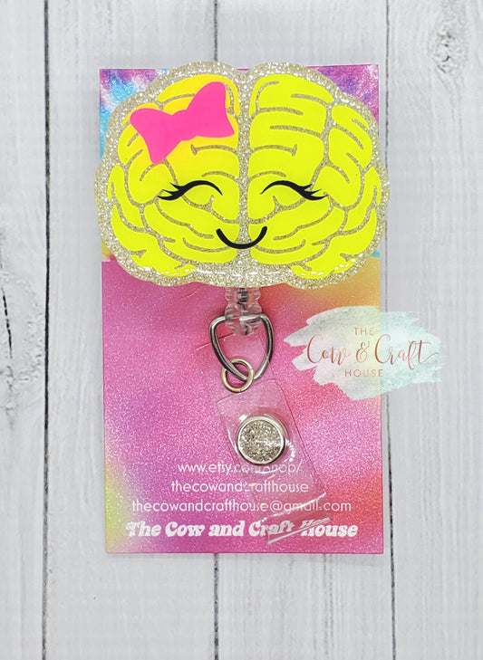 Brain Badge Reel • Cute Retractable ID Holder, Neurology Gift