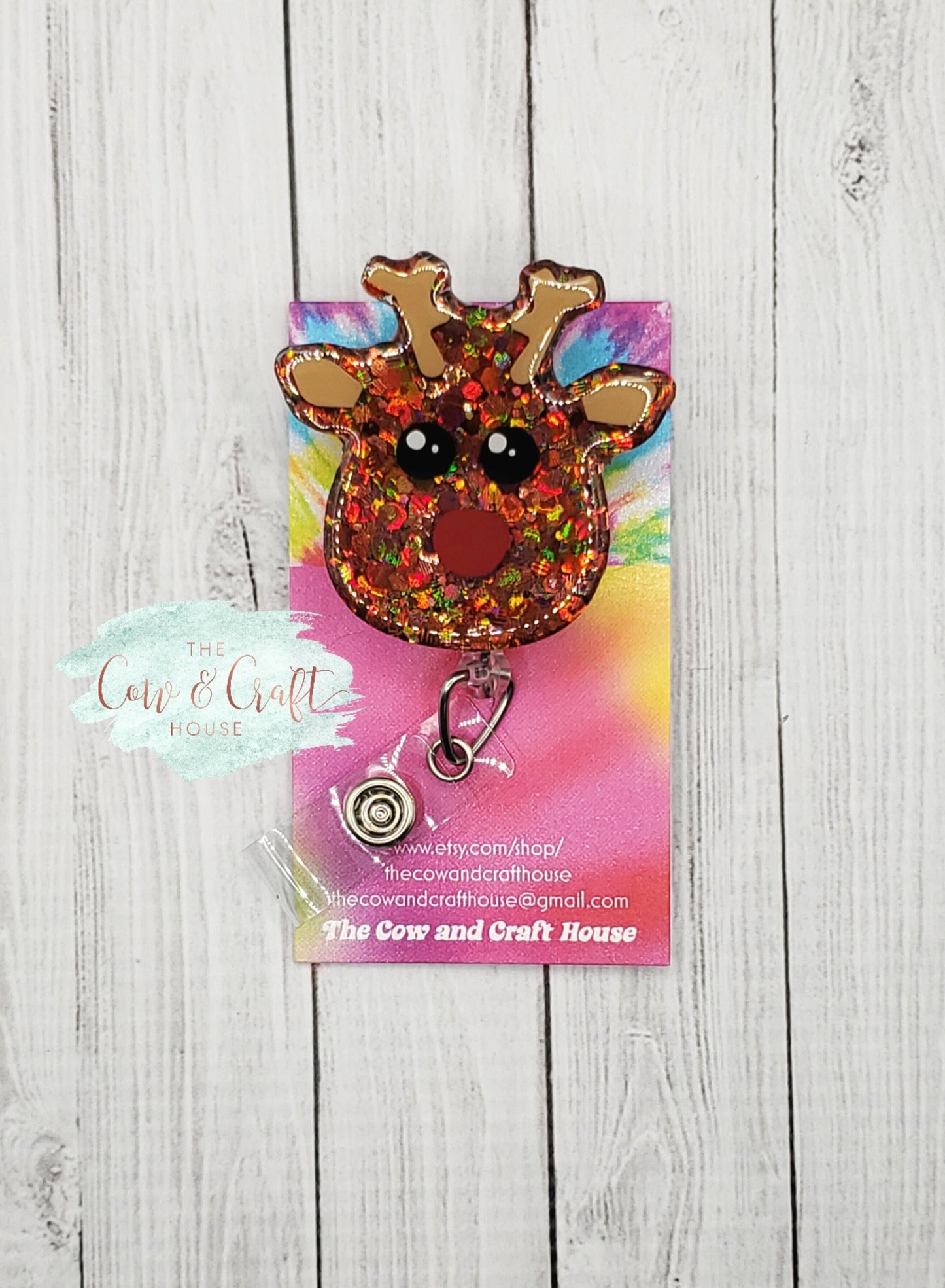Reindeer Badge Reel, Reindeer Gifts, Reindeer ID Holder, Reindeer Lovers, Christmas Reindeer, Holiday Badge Reel, Christmas Badge Reel