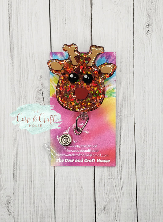 Reindeer Badge Reel, Reindeer Gifts, Reindeer ID Holder, Reindeer Lovers, Christmas Reindeer, Holiday Badge Reel, Christmas Badge Reel