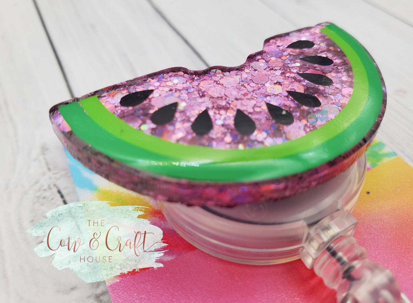 Watermelon Glitter Badge Reel: Summer ID Holder, RN Gift