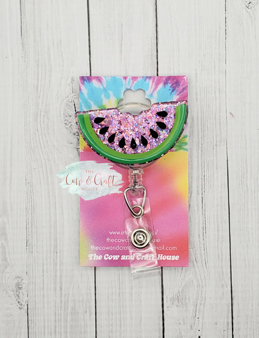 Watermelon Glitter Badge Reel: Summer ID Holder, RN Gift