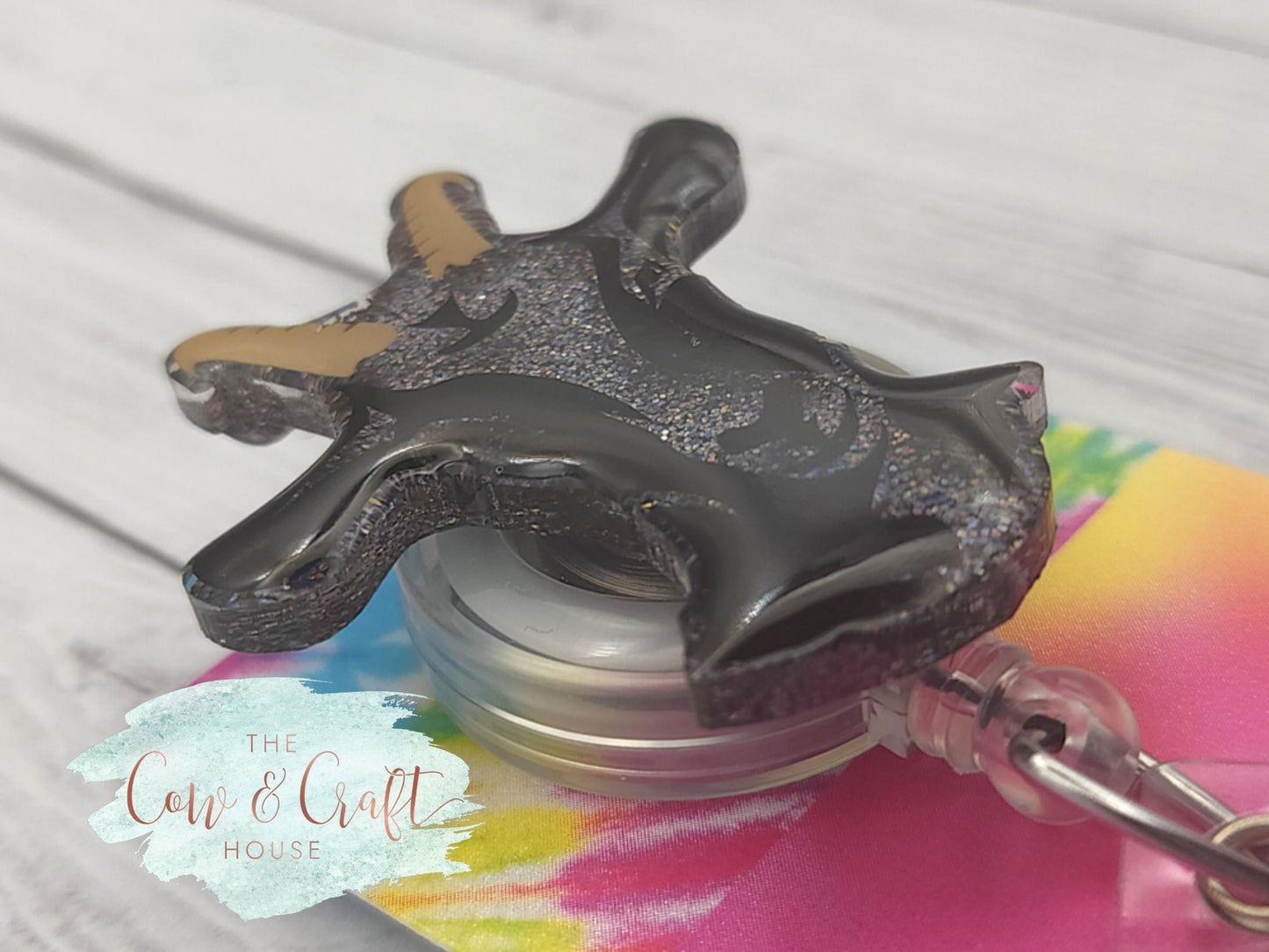 Goat Badge Reel: Acrylic Glitter ID Badge Holder