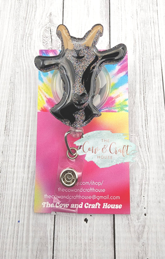 Goat Badge Reel: Acrylic Glitter ID Badge Holder
