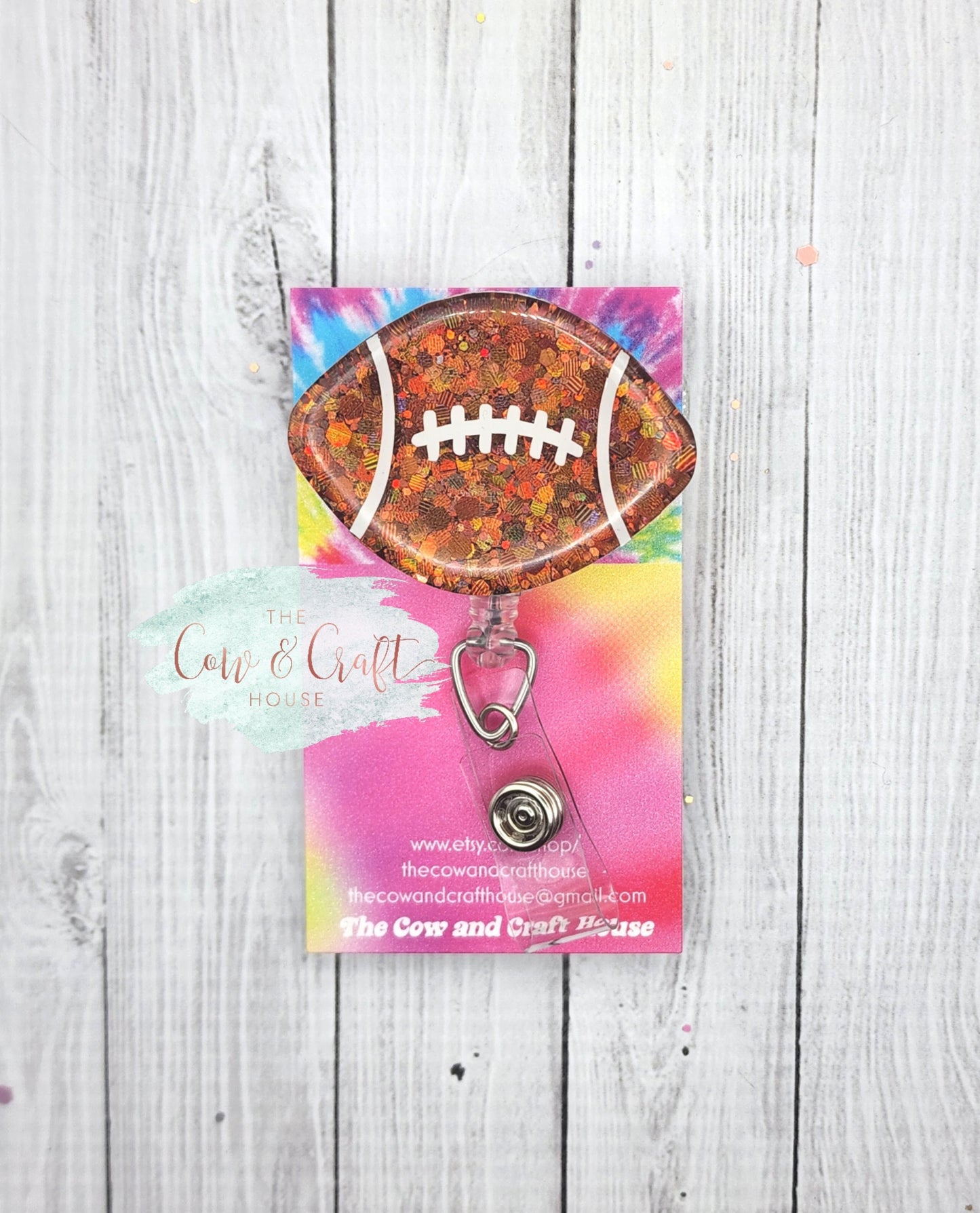 Football Badge Reel: Glitter Resin Nurse Badge Holder