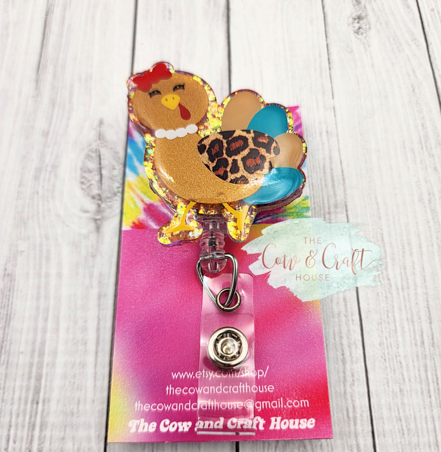 Turkey Glitter Badge Reel: Thanksgiving Holiday Nurse Gift