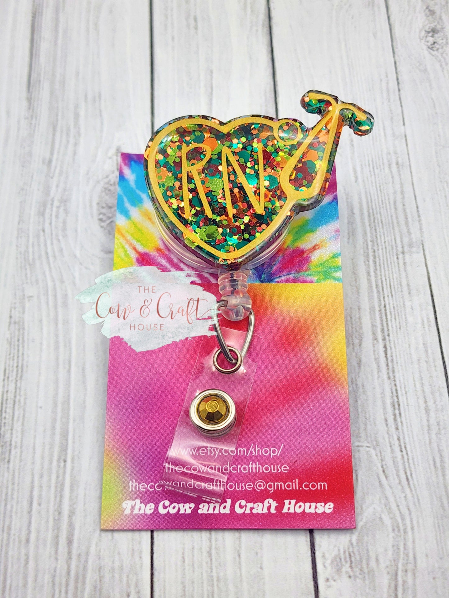 Camo Heart Stethoscope Badge Reel: RN ID Holder