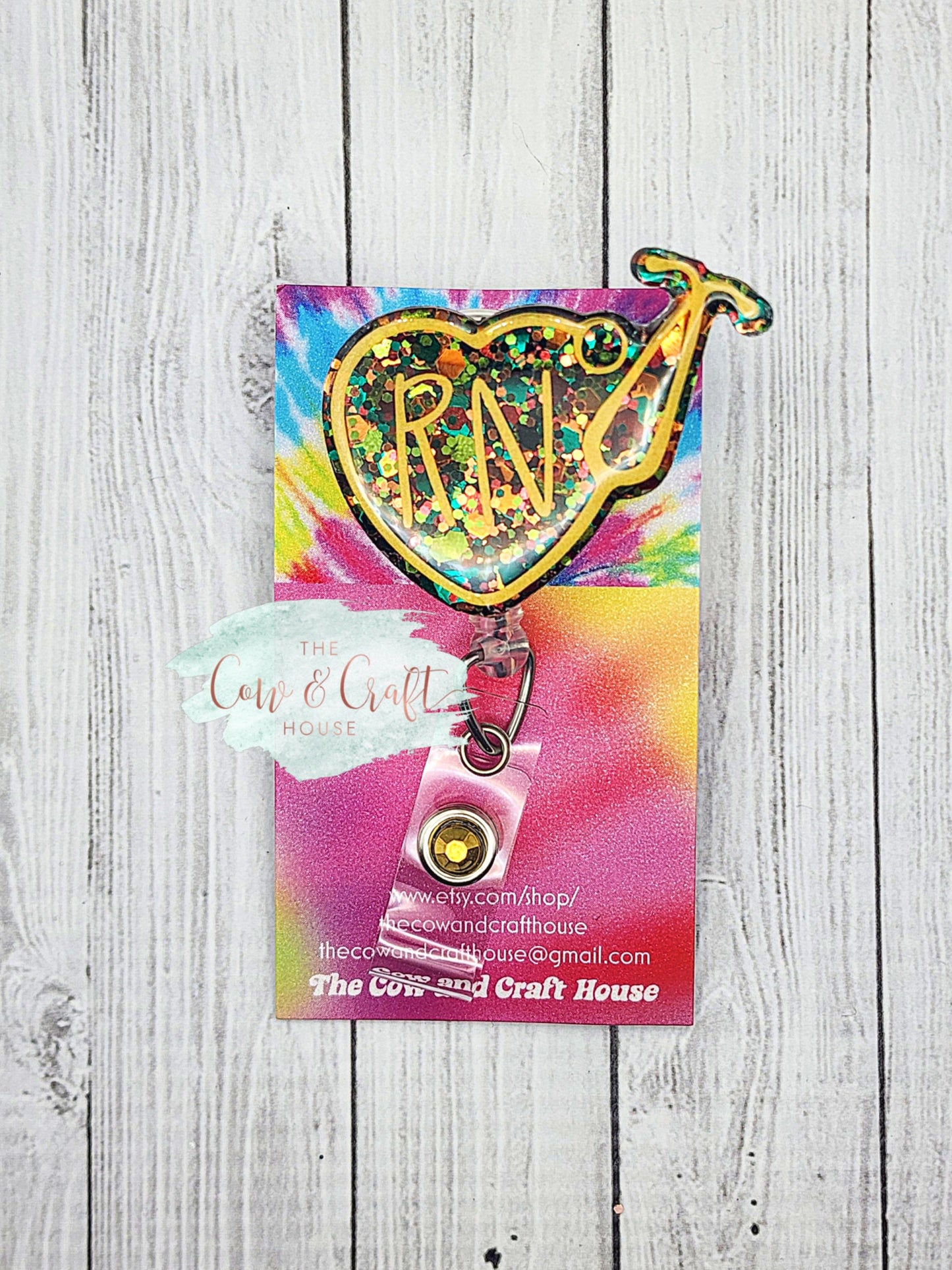Camo Heart Stethoscope Badge Reel: RN ID Holder