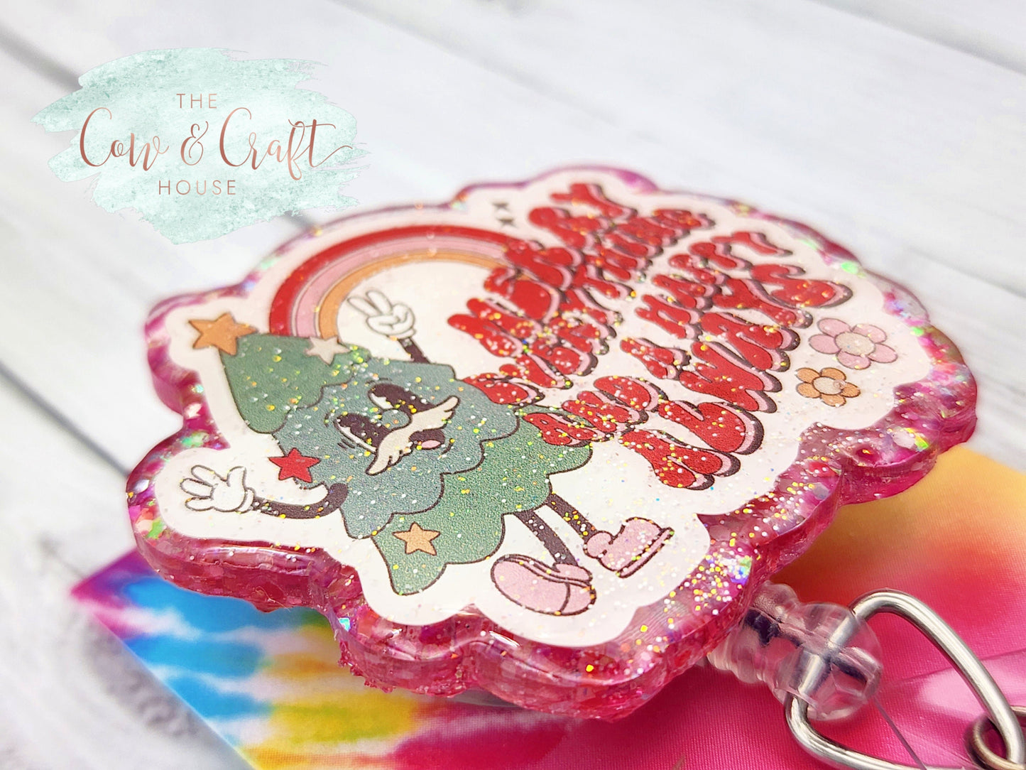 Christmas Badge Reel: Glitter Epoxy Nurse Gift