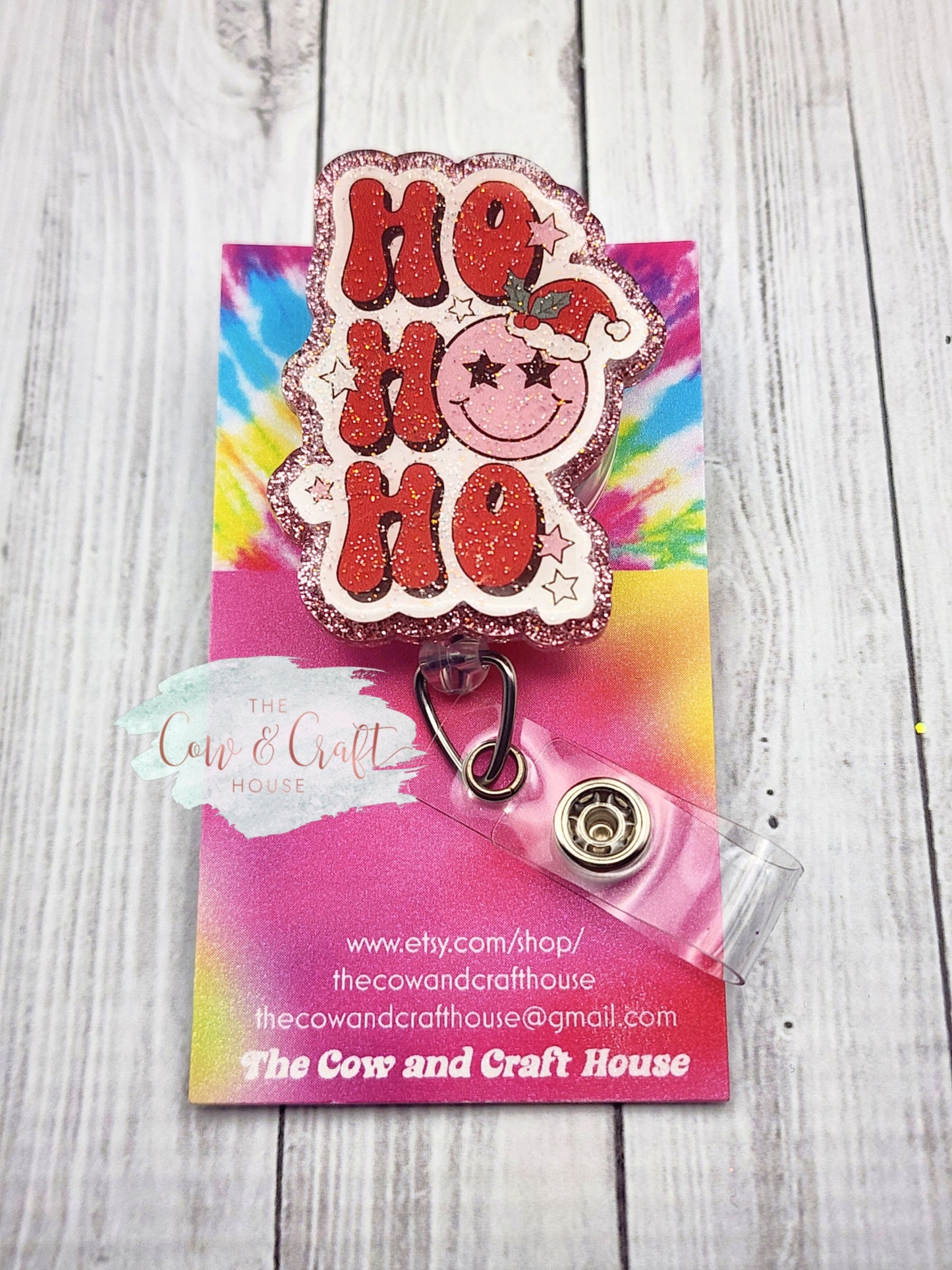Ho Ho Ho Christmas Badge Reel, Nurse ID Holder