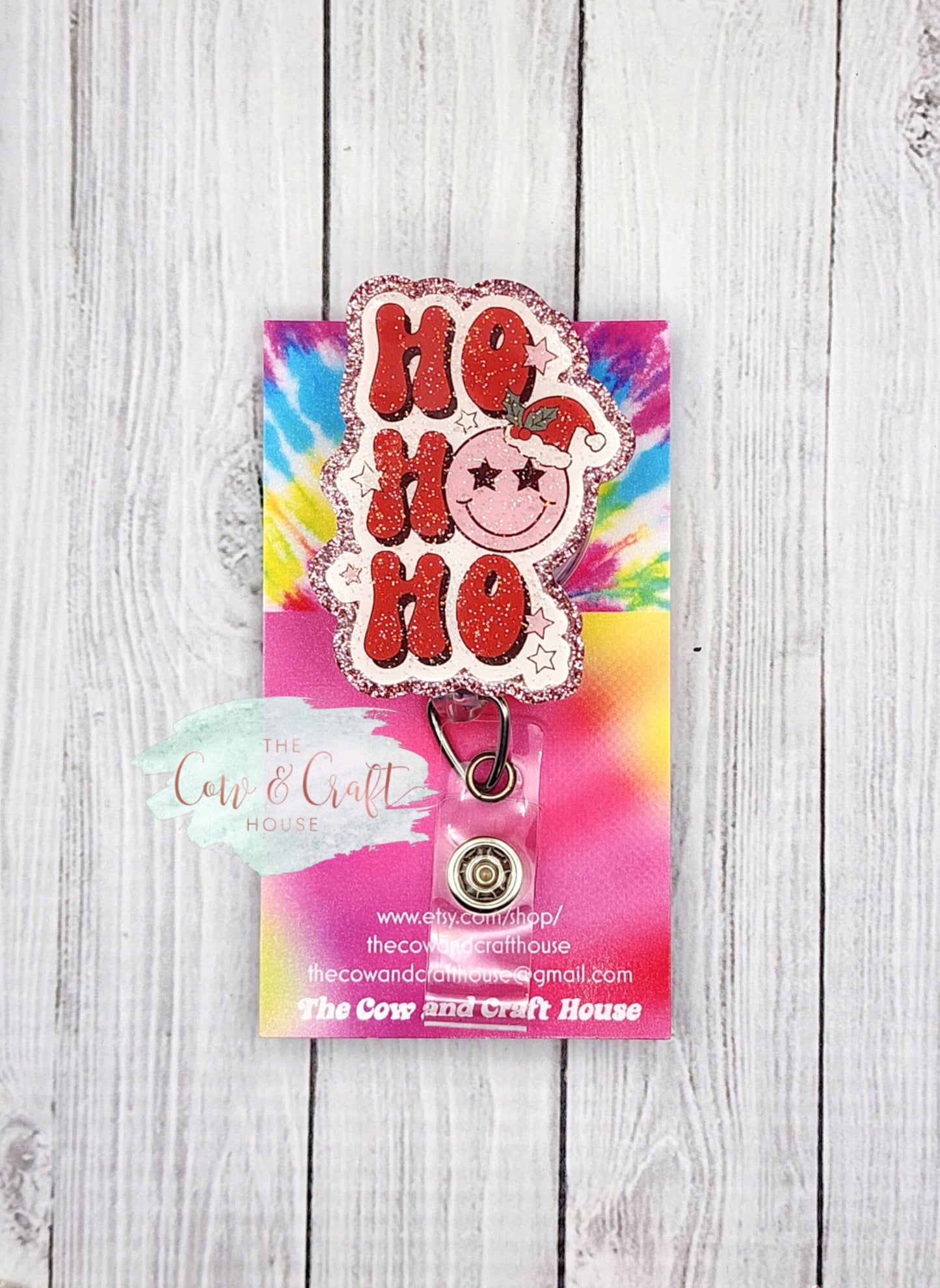 Ho Ho Ho Christmas Badge Reel, Nurse ID Holder