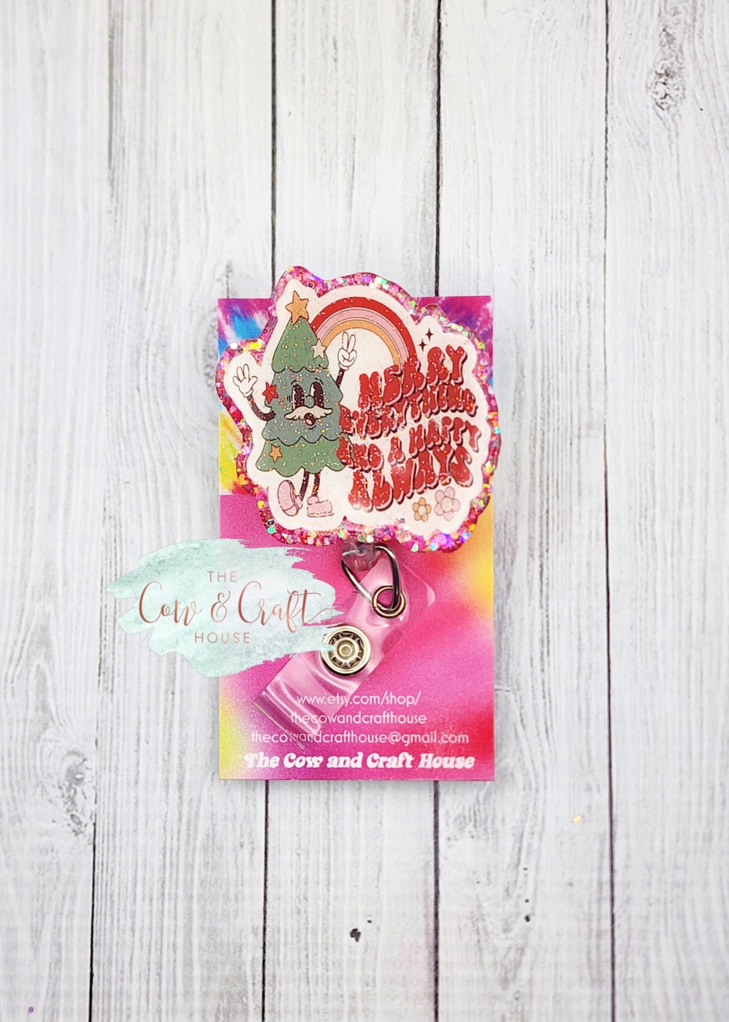 Christmas Badge Reel: Glitter Epoxy Nurse Gift