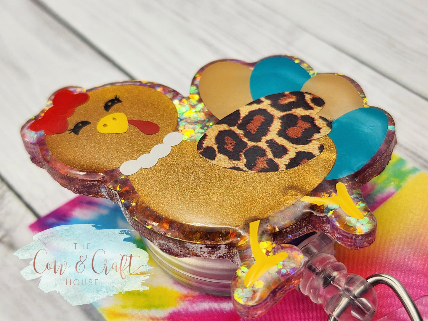 Turkey Glitter Badge Reel: Thanksgiving Holiday Nurse Gift