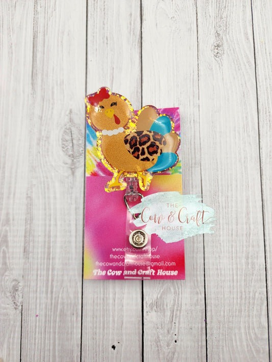 Turkey Glitter Badge Reel: Thanksgiving Holiday Nurse Gift