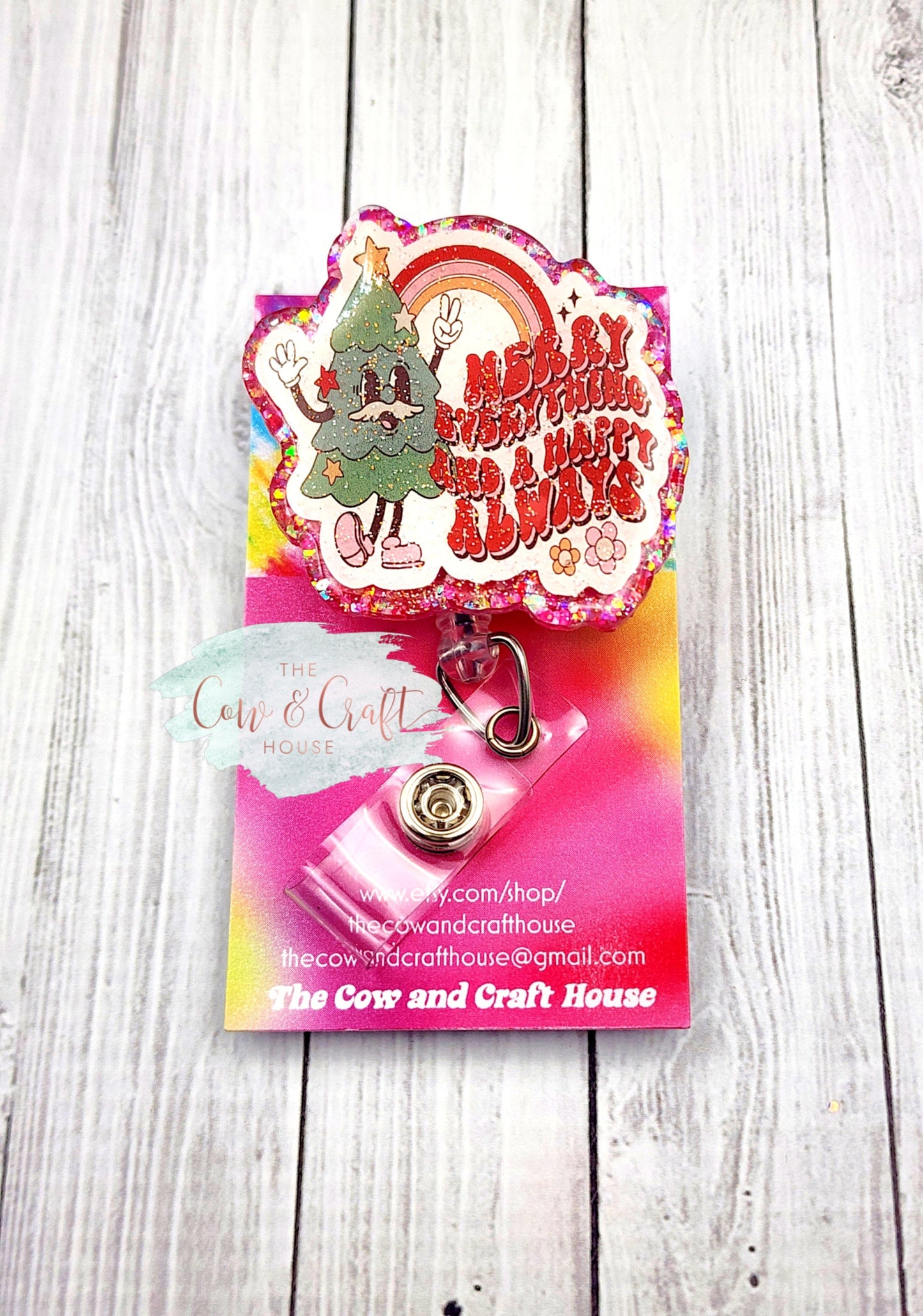 Christmas Badge Reel: Glitter Epoxy Nurse Gift