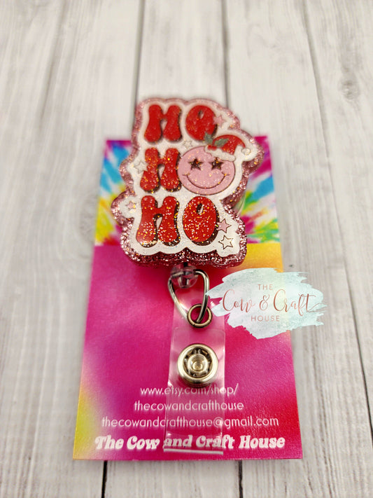 Ho Ho Ho Christmas Badge Reel, Nurse ID Holder