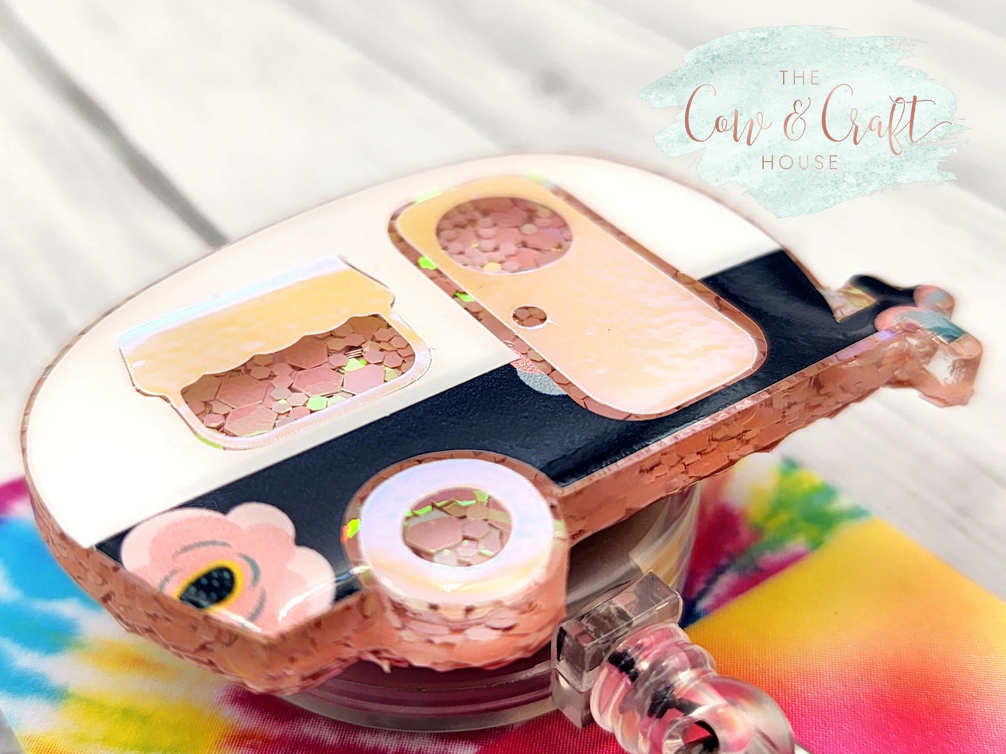 Camper Badge Reel: Glitter RV Retractable ID Holder