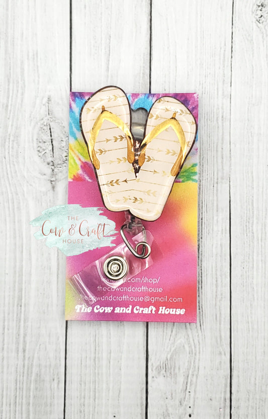 Flip Flops Badge Reel, Flip Flops ID Holder, Summer Badge Reel, Registered Nurse Badge Reel, RN Badge Clip, Nurse Badge Reel