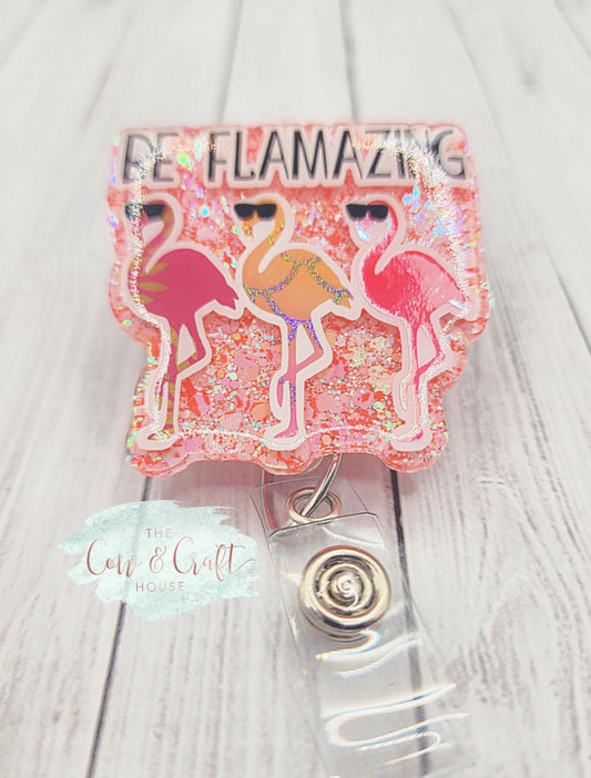 Nurse Badge Reel, Flamingo Summer Edition Badge Reel, Badge Holder, Badge Reel Retractable, Nurse Gift, Nurse Birthday, Radiology Badge Reel