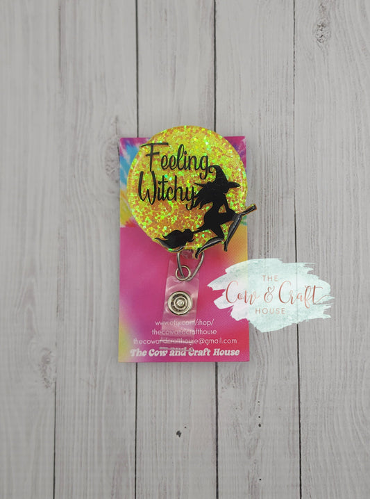 Feeling Witchy Badge Reel: Halloween ID Holder