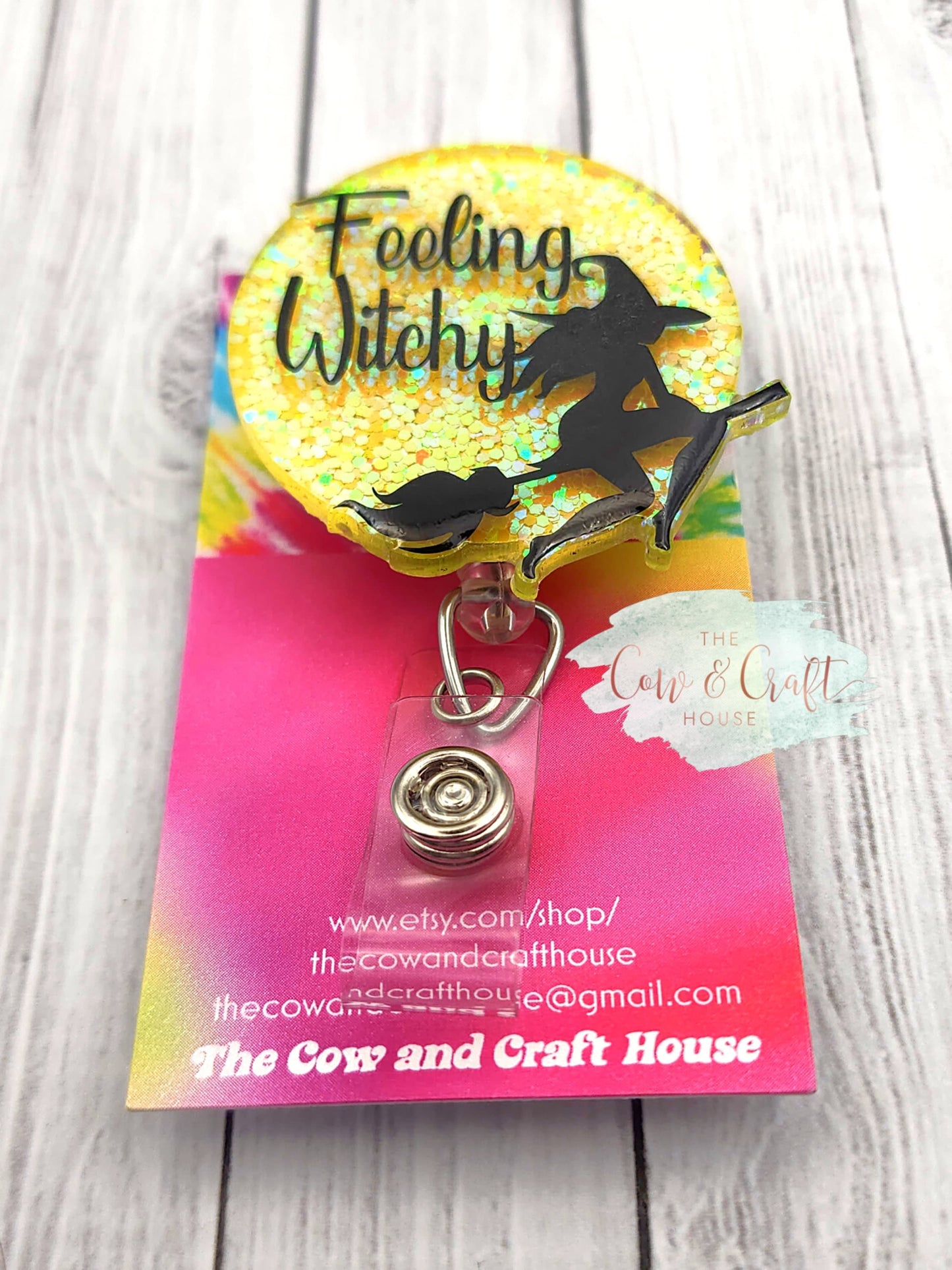 Feeling Witchy Badge Reel: Halloween ID Holder