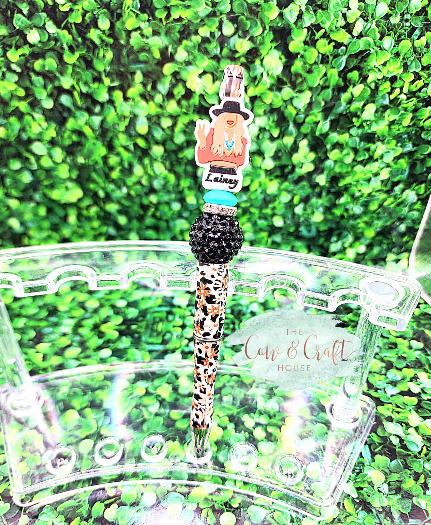 ountry Western Twist Pen | Black Ink Pen | Leopard + Turquoise Aesthetic | Cowgirl Inspired Writing Pen
