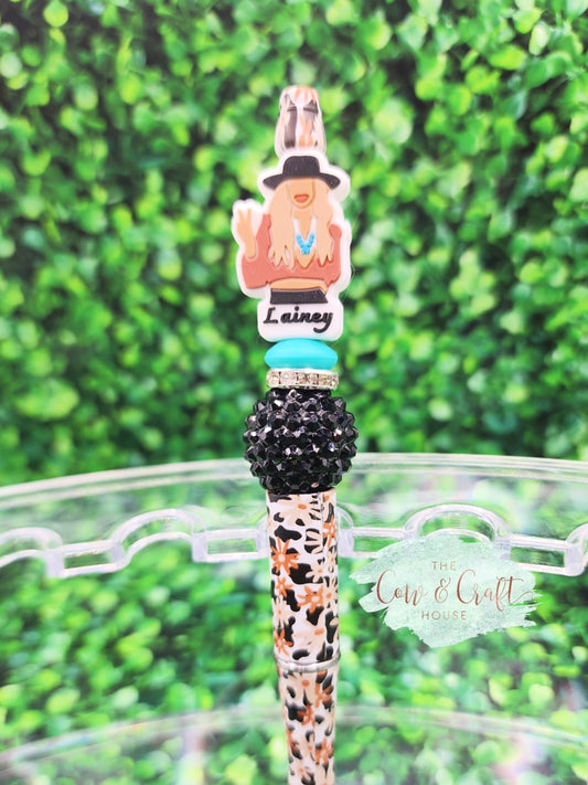 ountry Western Twist Pen | Black Ink Pen | Leopard + Turquoise Aesthetic | Cowgirl Inspired Writing Pen
