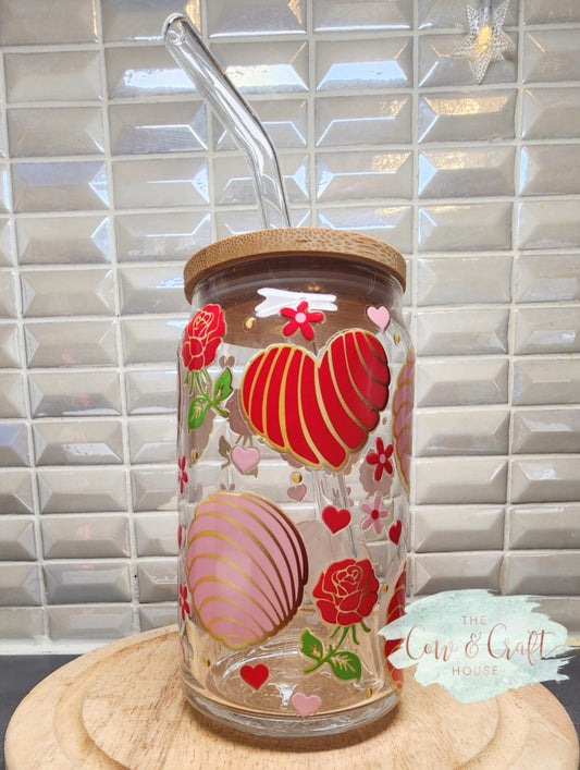 Concha Glass Tumbler with Lid & Straw: Mexican Bread Lover Gift
