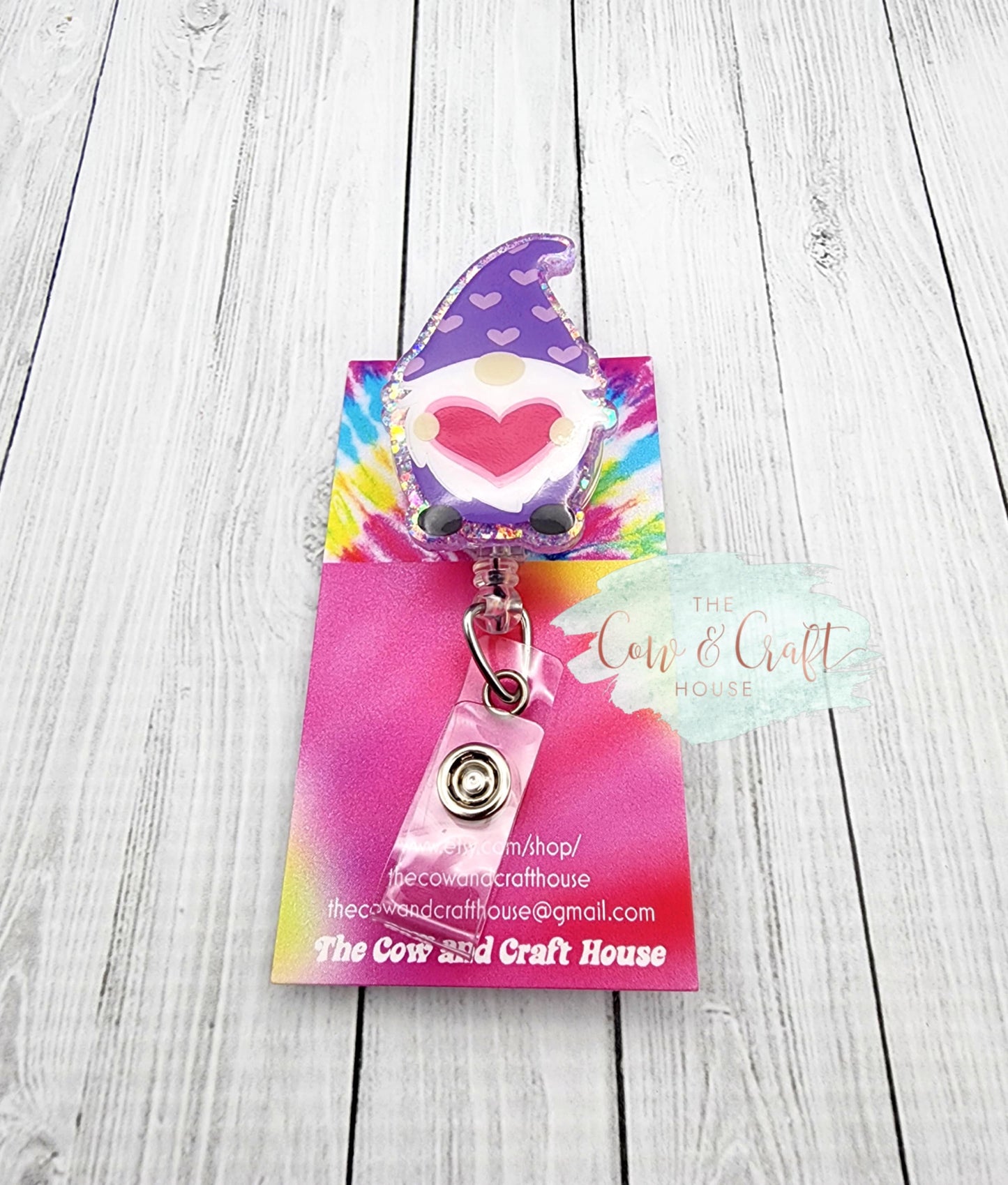 Gnome Valentine Badge Reel: Nurse Radiology Retractable Badge Holder