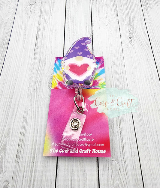 Gnome Valentine Badge Reel: Nurse Radiology Retractable Badge Holder