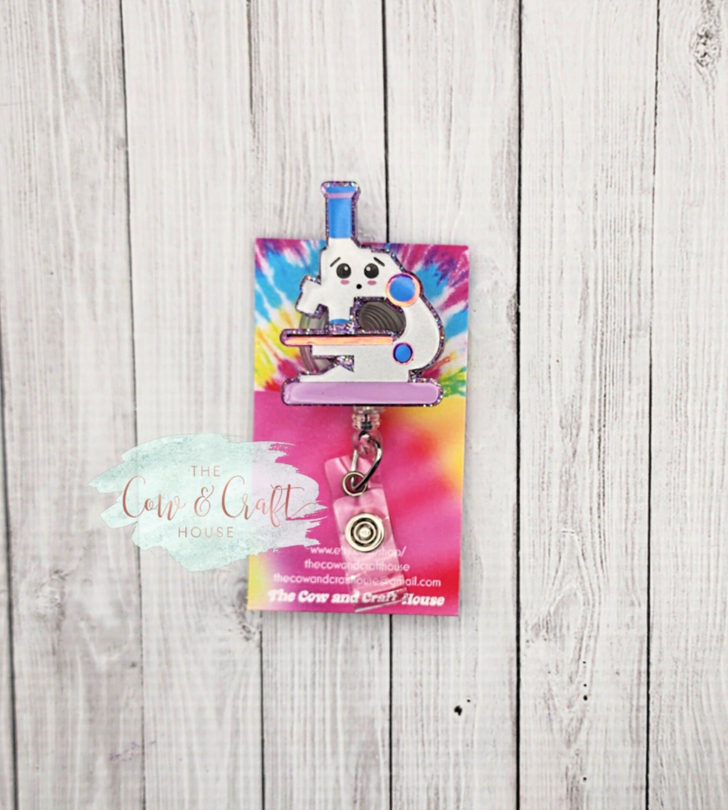 Microscope Badge Reel: Lab Tech ID Holder, Pathologist Gift
