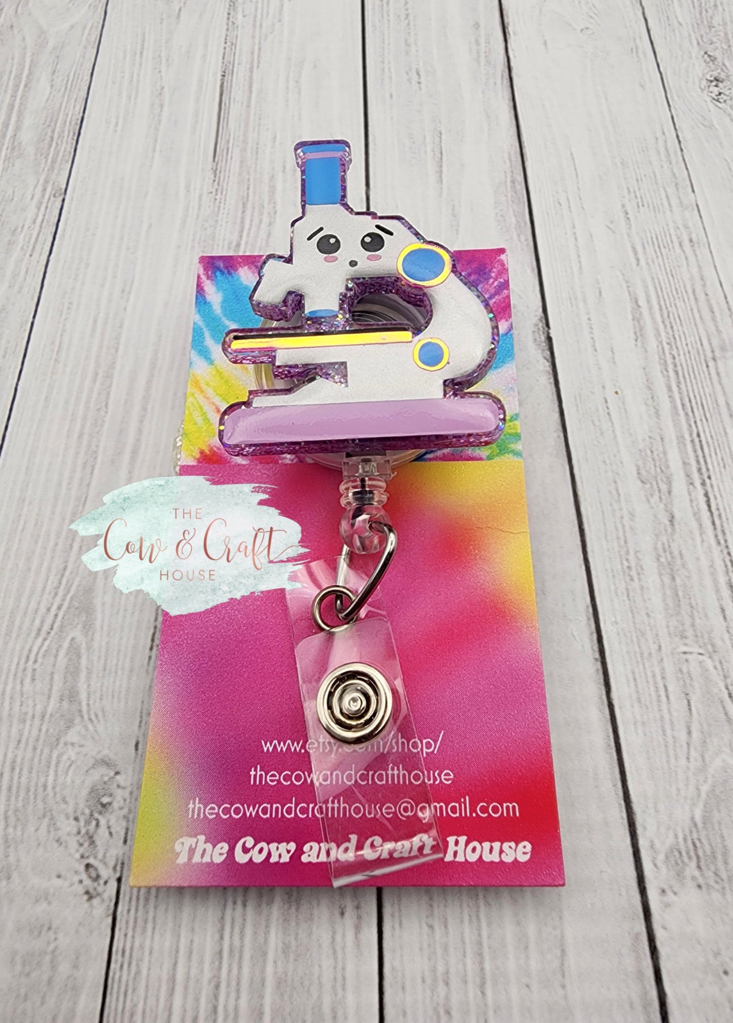 Microscope Badge Reel: Lab Tech ID Holder, Pathologist Gift