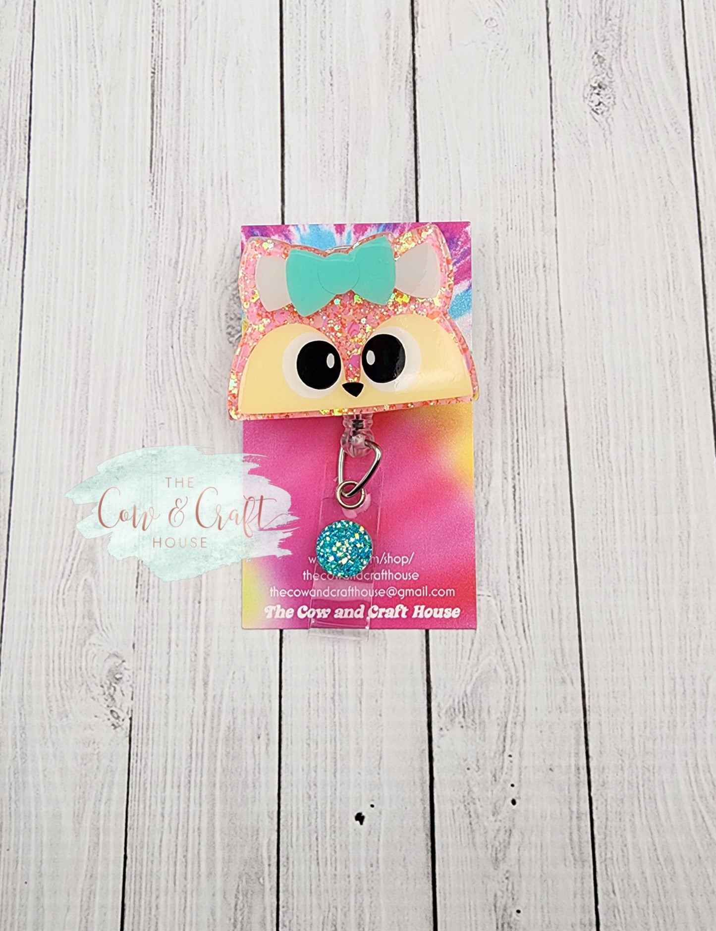 Fox Badge Reel: Glitter Acrylic Nurse ID Badge