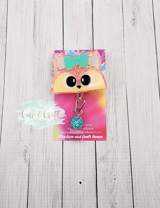Fox Badge Reel: Glitter Acrylic Nurse ID Badge
