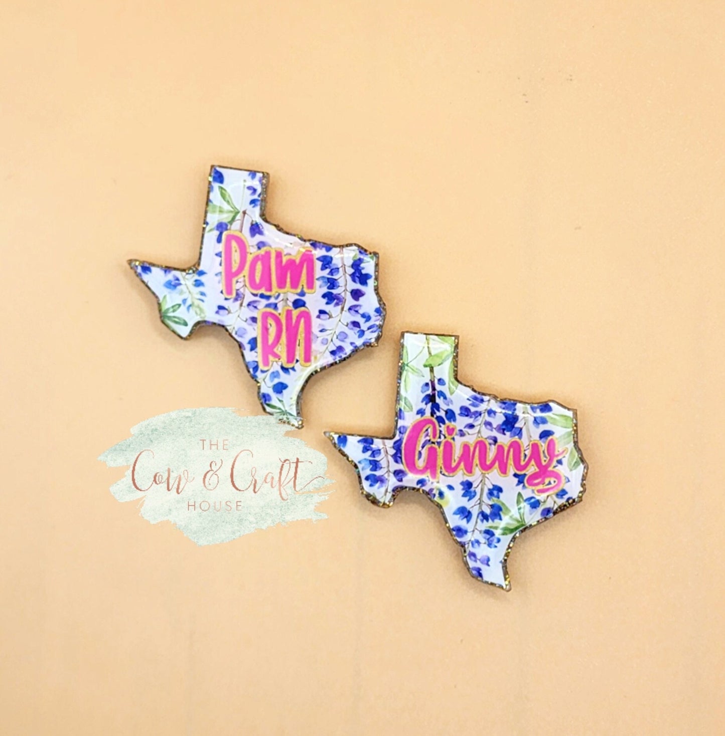 Texas Bluebonnet Badge Reel: Glitter Resin Nurse Badge Holder
