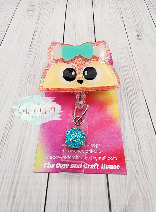 Fox Badge Reel: Glitter Acrylic Nurse ID Badge