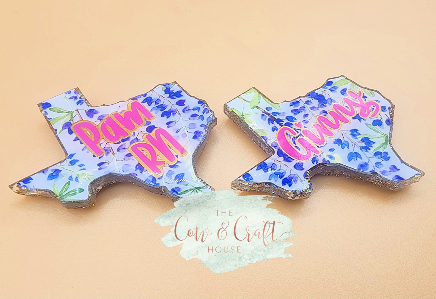 Texas Bluebonnet Badge Reel: Glitter Resin Nurse Badge Holder