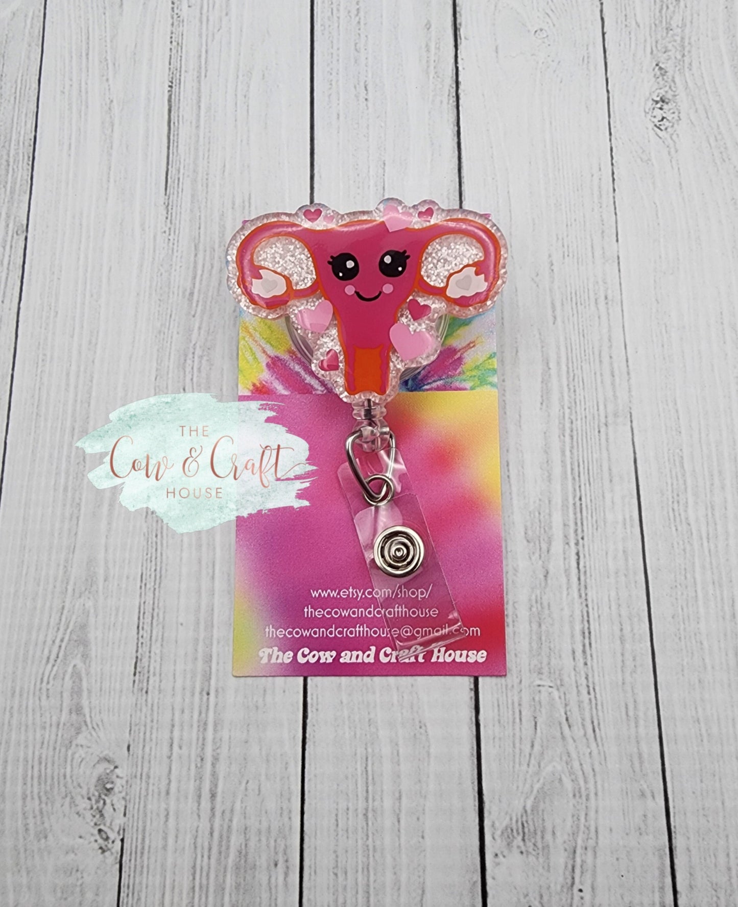 Uterus Badge Reel, Valentine's Day Uterus, Gynecology Badge Reel, Nurse Badge Reel, Nurse Badge Holder, Nurse Badge Clip, Gynecologist Badge