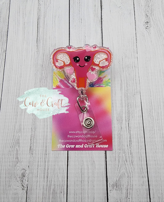 Uterus Badge Reel, Valentine's Day Uterus, Gynecology Badge Reel, Nurse Badge Reel, Nurse Badge Holder, Nurse Badge Clip, Gynecologist Badge