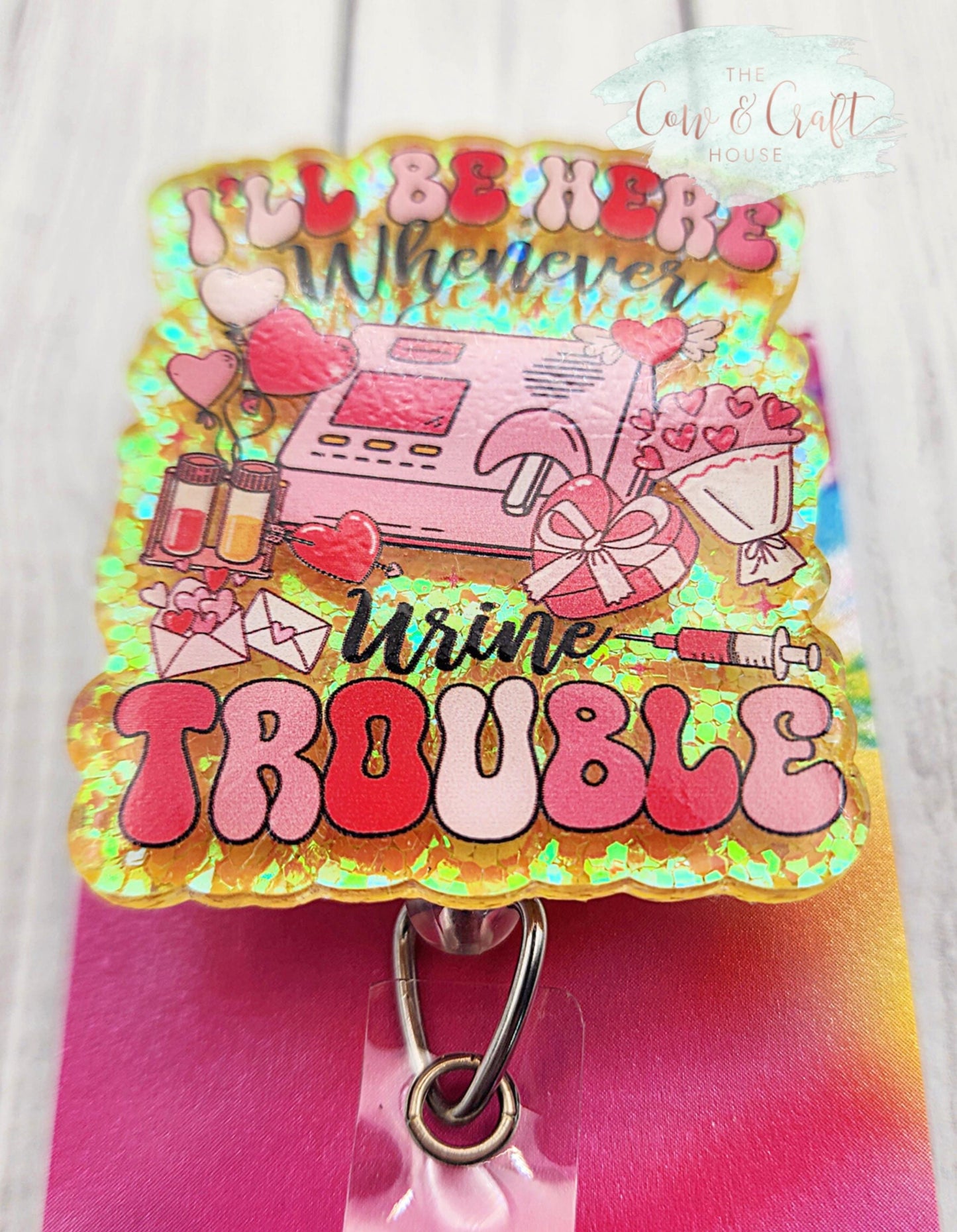 Funny Valentine's Day Badge Reel, Nurse Radiology Swivel Clip