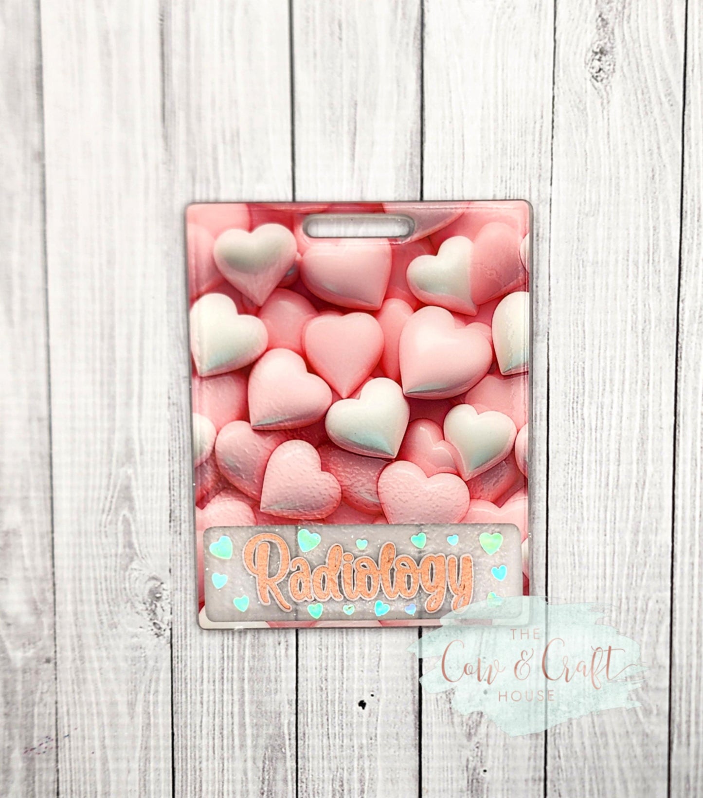 Radiology Glitter Badge, Medical X-Ray Tech Heart Reel