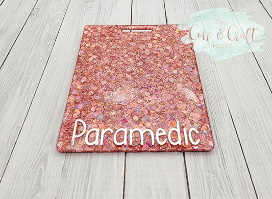 Holographic Pink Glitter Radiology Badge Buddy - Extended Length