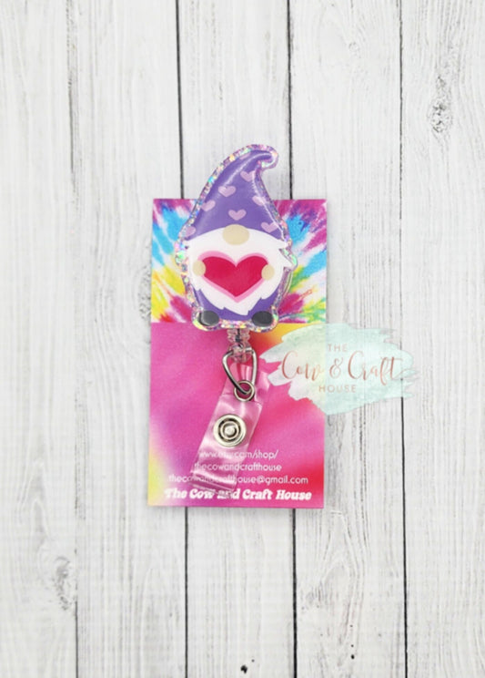 Gnome Valentine Badge Reel: Nurse Radiology Retractable Badge Holder