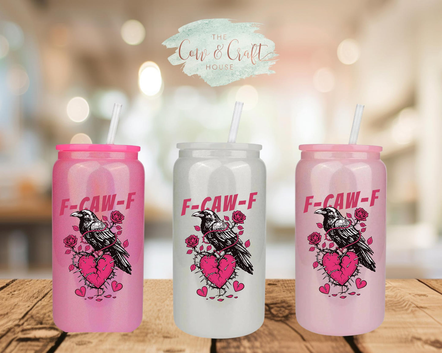F-CAW-F Crow Glass Can Cup – Funny Valentine's Gift, 16oz