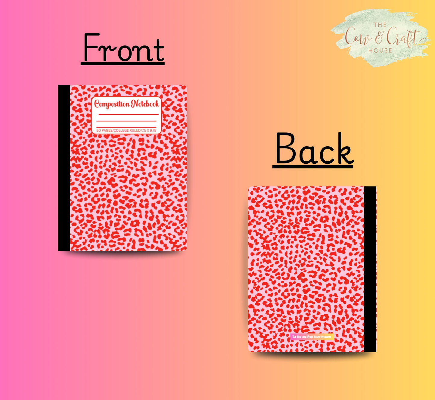 Holographic Leopard Print Notebook | Red & Pink, 80 Page