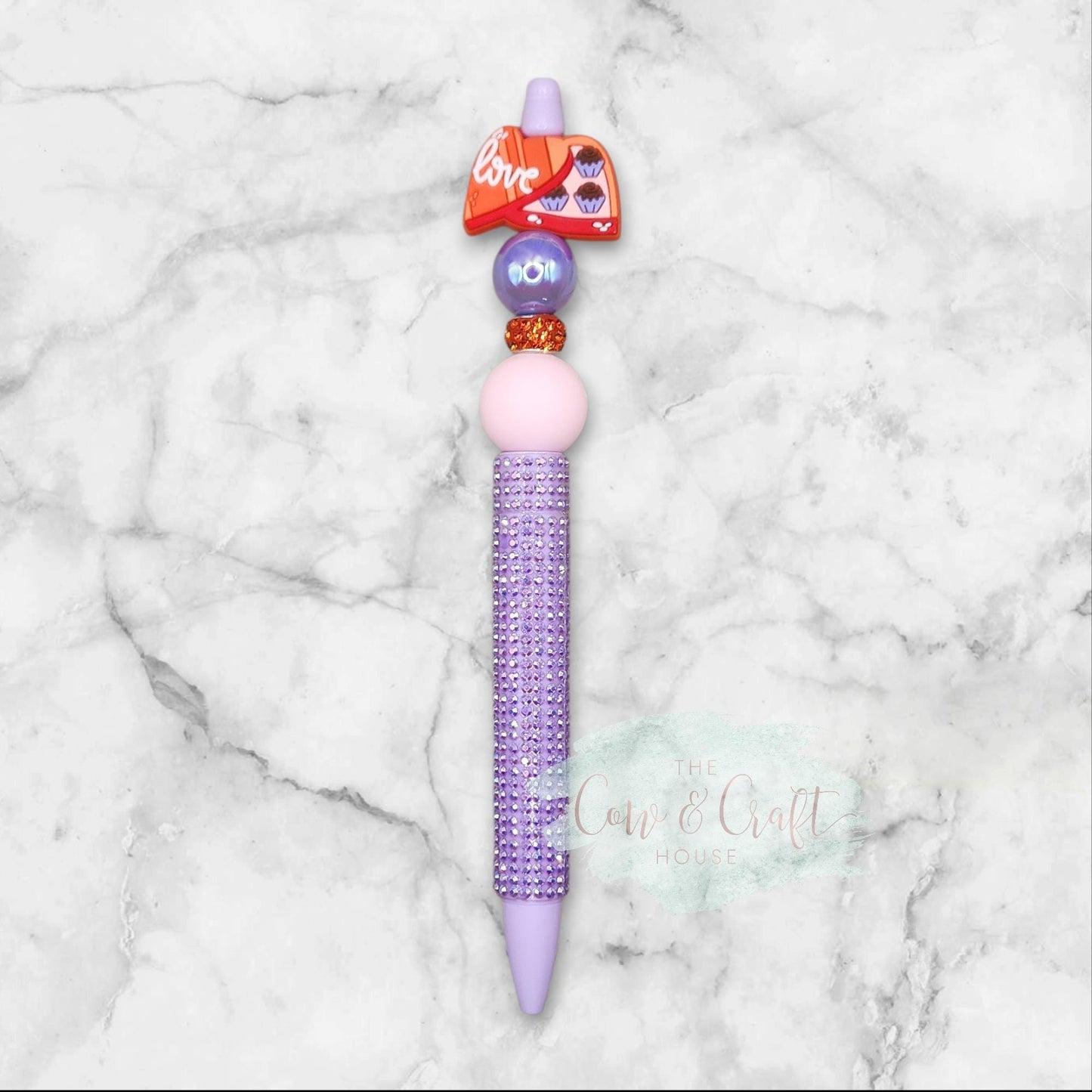 Valentine Beaded Pen | Chocolate Box, Refillable Black Ink