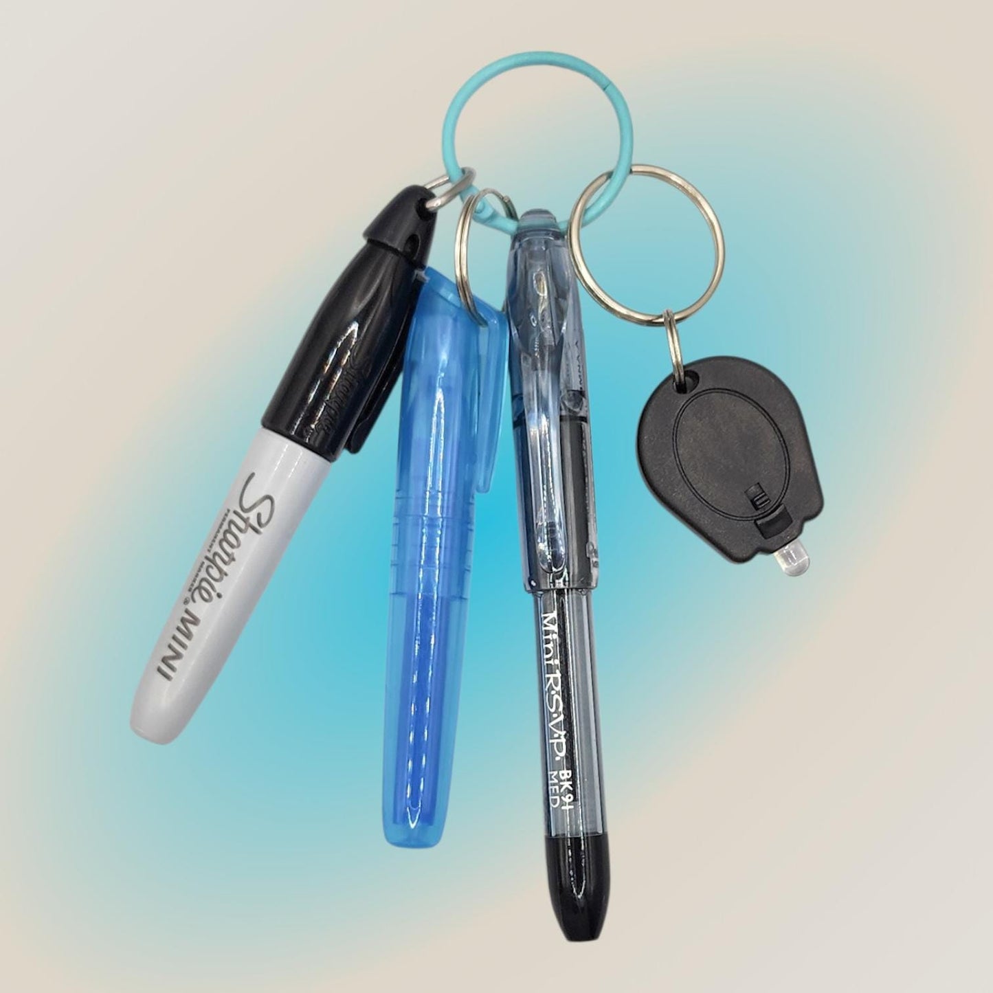 Mini Badge Reel Pen Set: Pentel, Sharpie & Highlighter
