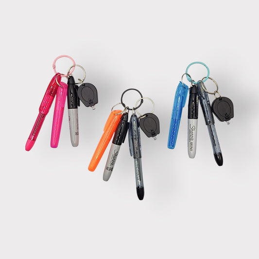 Mini Badge Reel Pen Set: Pentel, Sharpie & Highlighter
