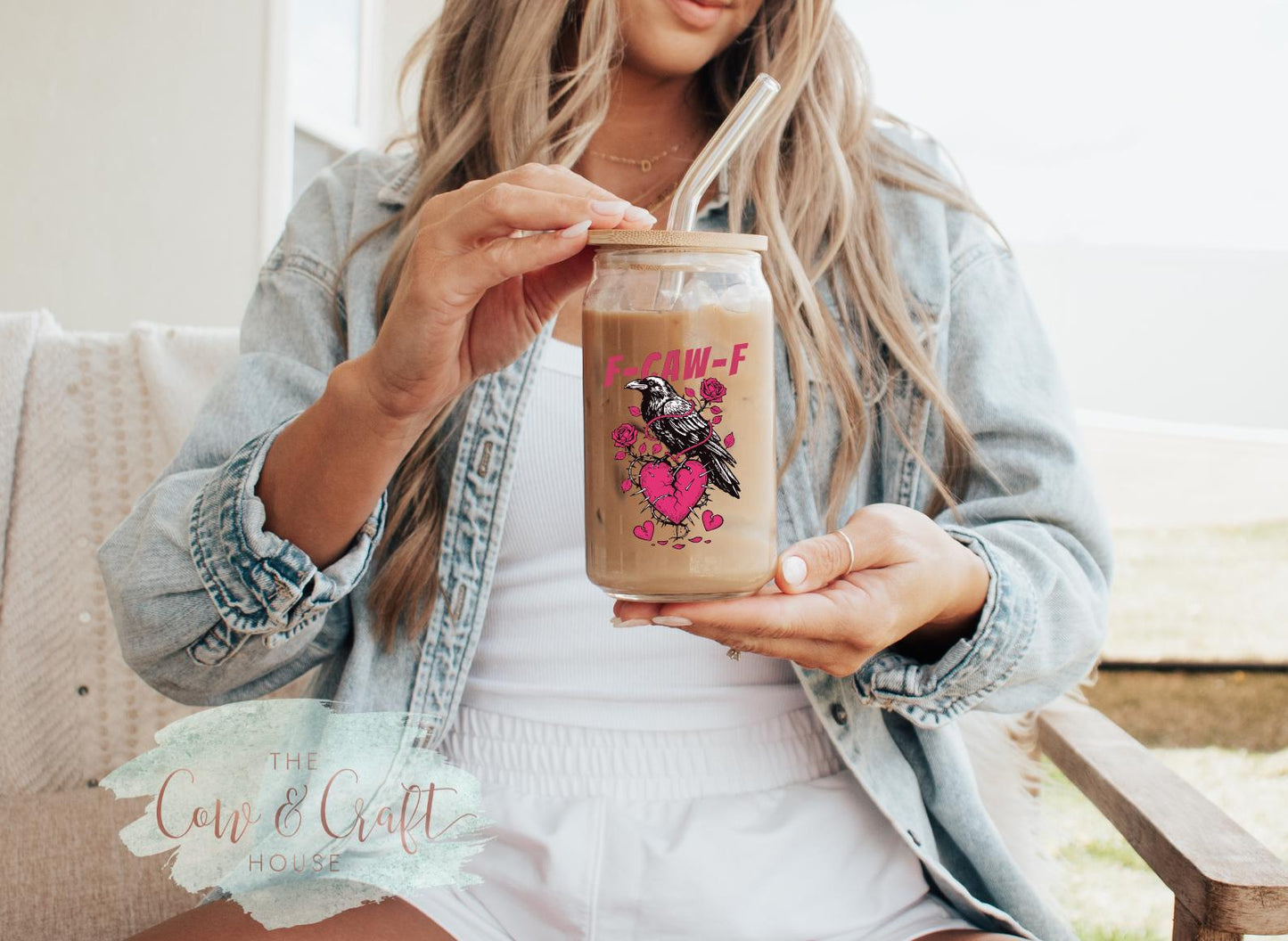 F-CAW-F Crow Glass Can Cup – Funny Valentine's Gift, 16oz