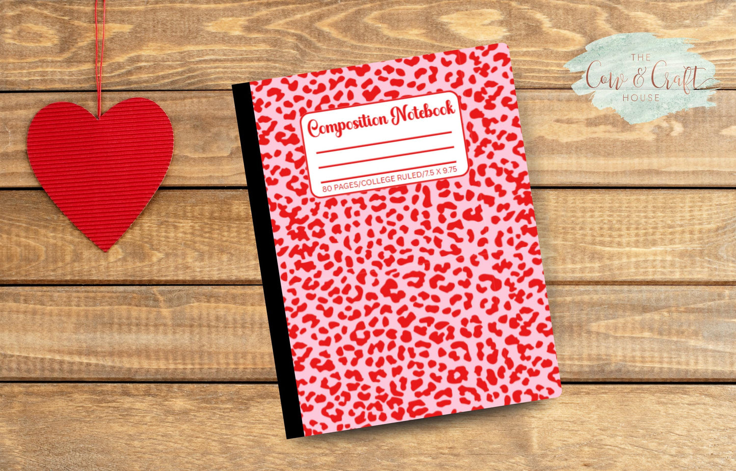 Holographic Leopard Print Notebook | Red & Pink, 80 Page