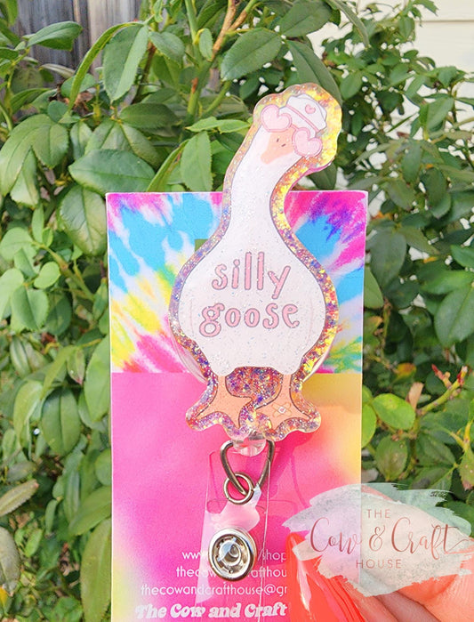 Silly Goose Badge Reel | Funny Nurse Badge Reel | 34” Nylon Cord Swivel Clip | Cute CNA Rad Tech Medical ID Holder